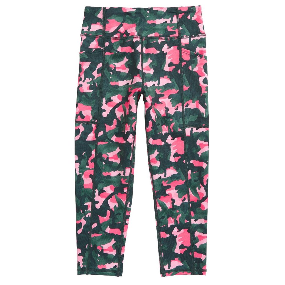NWT Girls Zella Girl Print Crop Leggings Pink Camo Pants Size M 8-10 $40 H223
